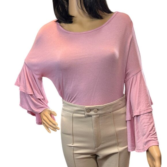 (5 for $25) Gaze Tiered Bell Sleeve Lightweight Top in Baby Pink Size XS NWT‎ - Picture 2 of 8